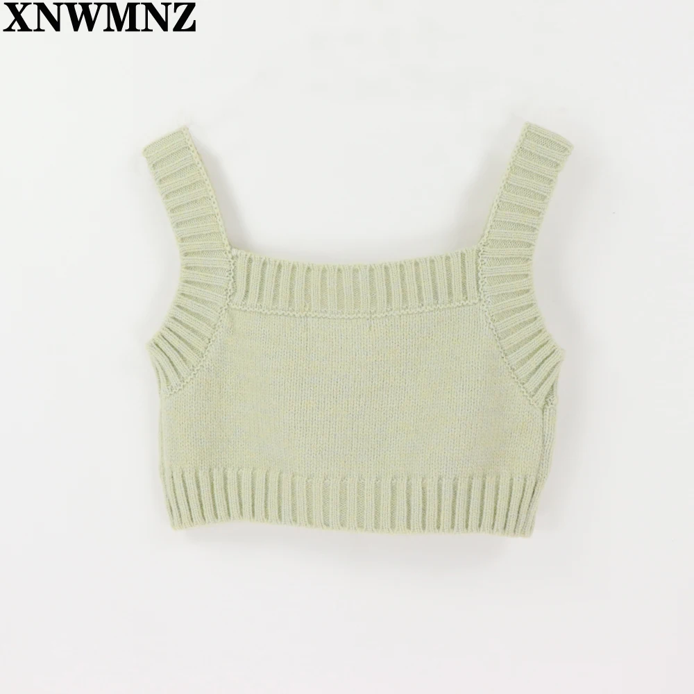 XNWMNZ Za women vintage Knit cardigan with rhinestone buttons V-neck long sleeve ribbed trims female outerwear fashion chic tops |