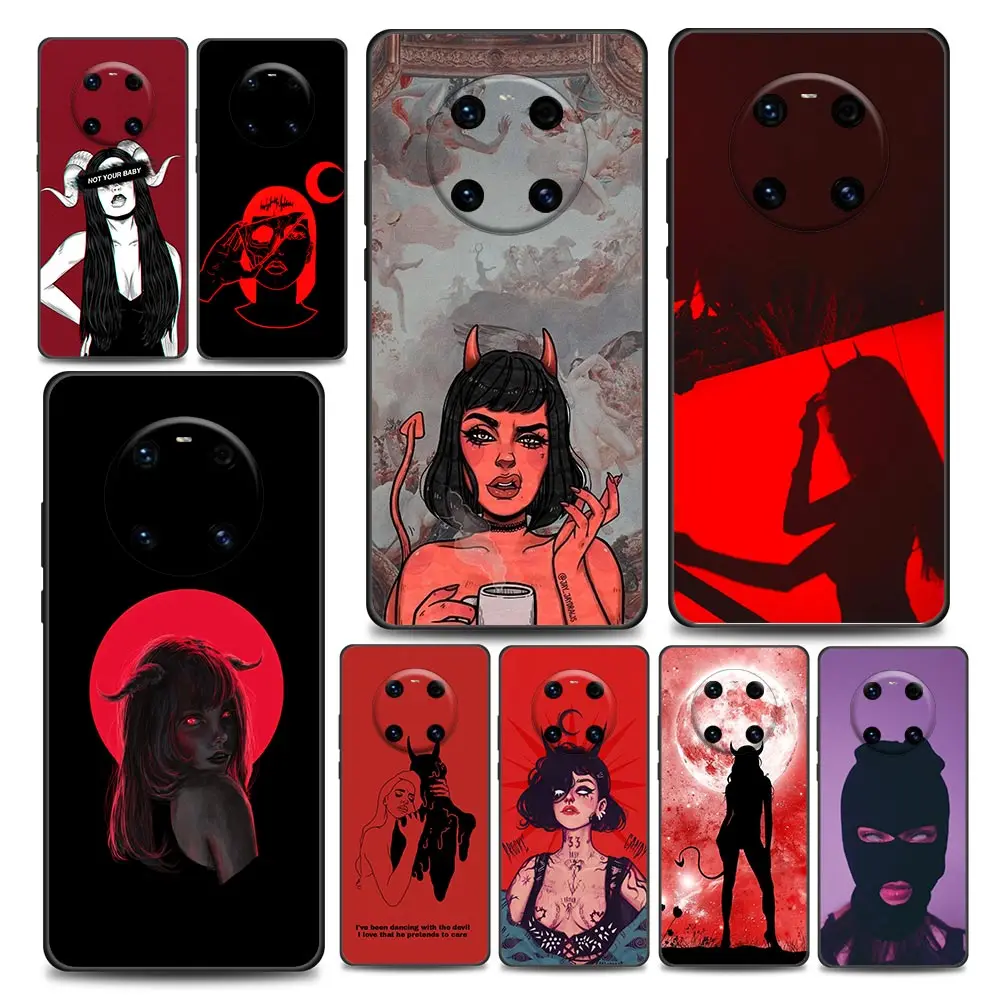 

Sexy Devil Woman Phone Case for Huawei Y6 7 9 5p 6p 8s 8p 9a 7a Mate 10 20 40 Lite Pro Plus RS Soft Silicone Cover