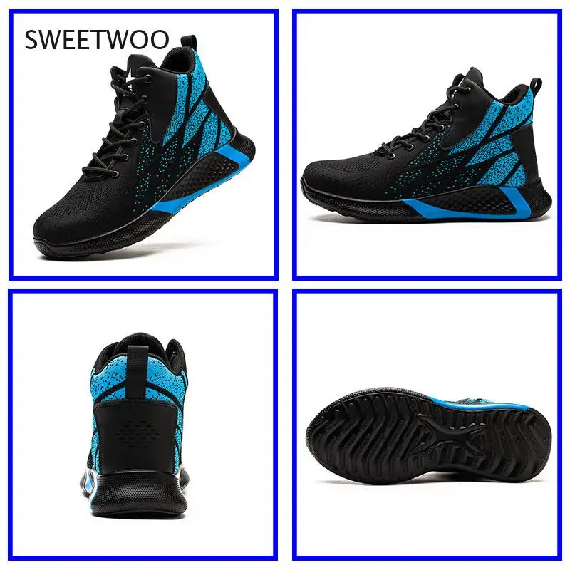 

Work Boots Safety Steel Toe Shoes Men Breathable Sneakers Shoes Ankle Hiking Boots Anti-Piercing Protective Footwear