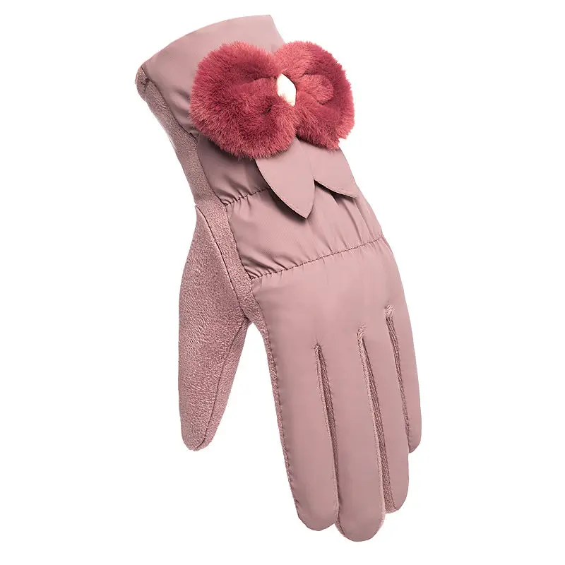 

Winter down thickened down cotton gloves women warm Korean lovely students riding waterproof touch screen ski gloves