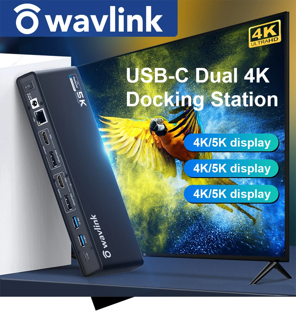 Wavlink USB 3 0 Универсальная док станция C Hub 5K Dual 4K HDMI совместимый DP несколько дисплеев