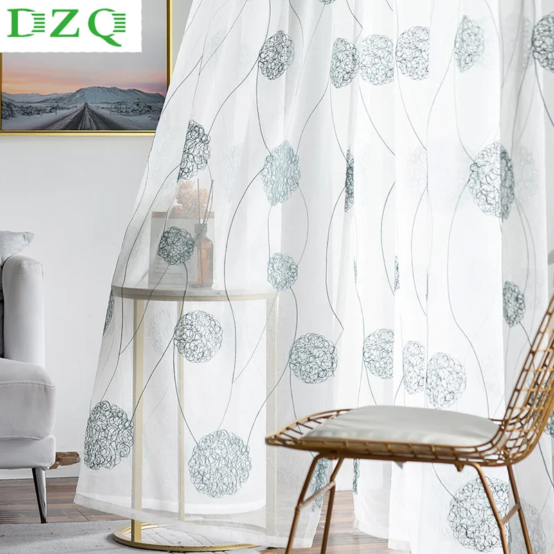 Тюлевые шторы с вышивкой для гостиной спальни кухни современные прозрачные