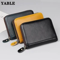 new top layer leather rfid card holder multiple card slots zipper bag genuine leather coin purse beautiful card holder