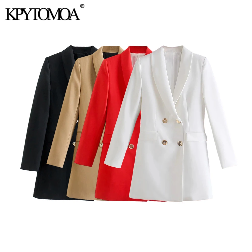 

Женский двубортный Блейзер KPYTOMOA, модная офисная одежда, винтажная верхняя одежда с длинным рукавом и карманами с клапаном, шикарный пиджак
