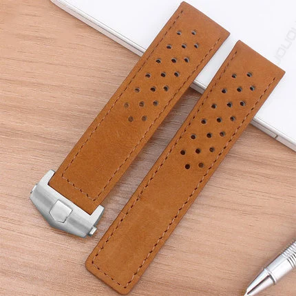 

CARRERA Watch Band 20 22mm Real Calf Leather Suede Strap VINTAGE Replacement Wrist Watchbands Leather Watch Strap For Tag Heuer