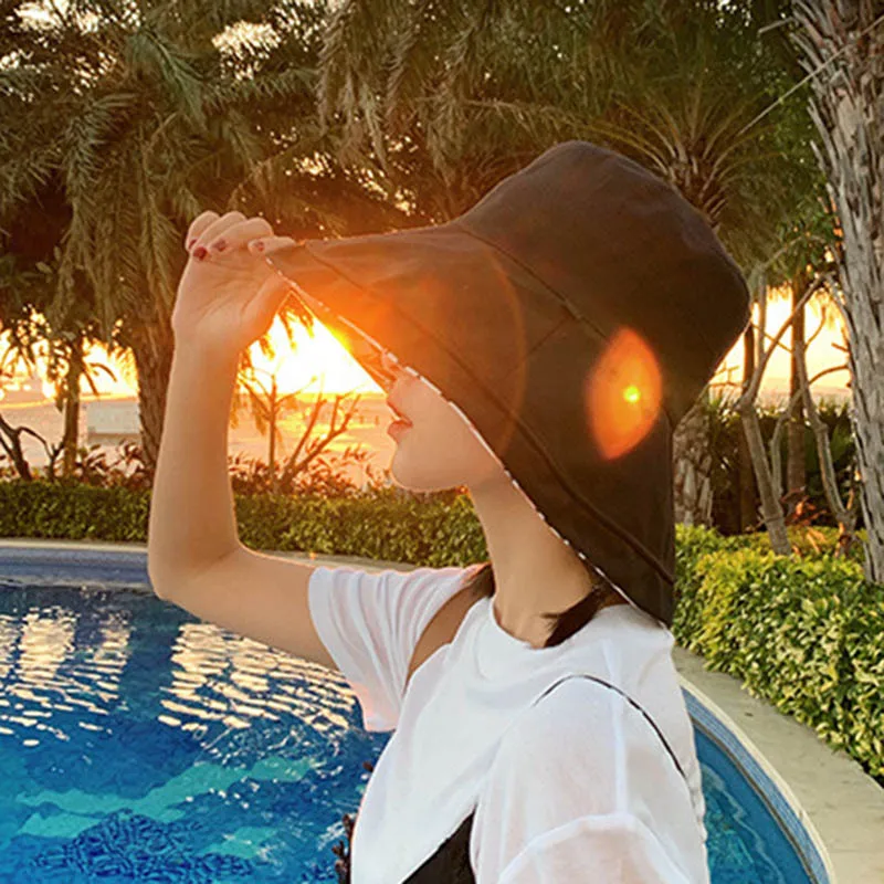 Double Side Fisherman's Hat UV Protection Packable Floppy Wide Brim Fashion Women Summer Caps Casual Bucket Sun Hat Korean Lady