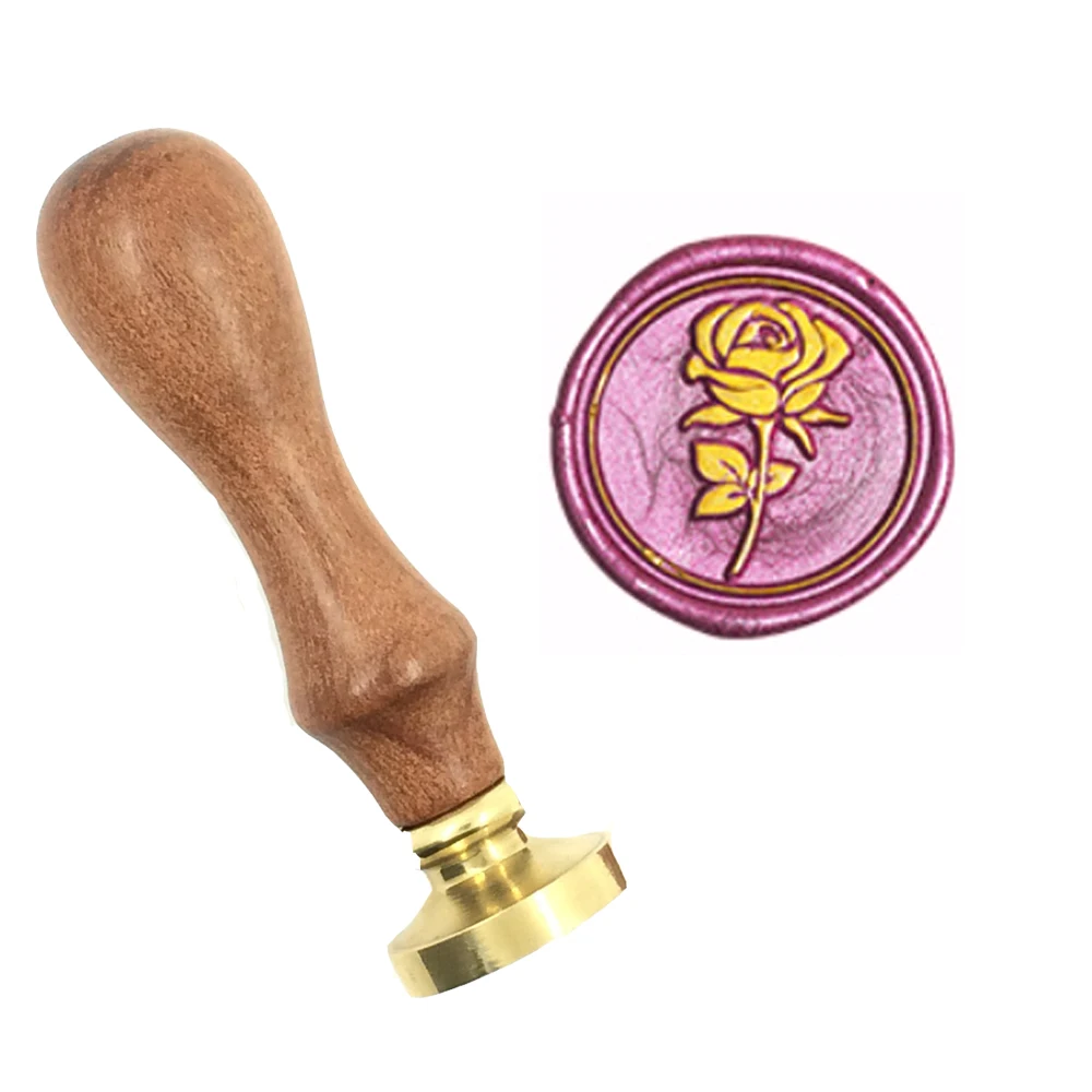Роза Любовь цветок влюбленный воск штамп Начальная печать деревянная ручка DIY