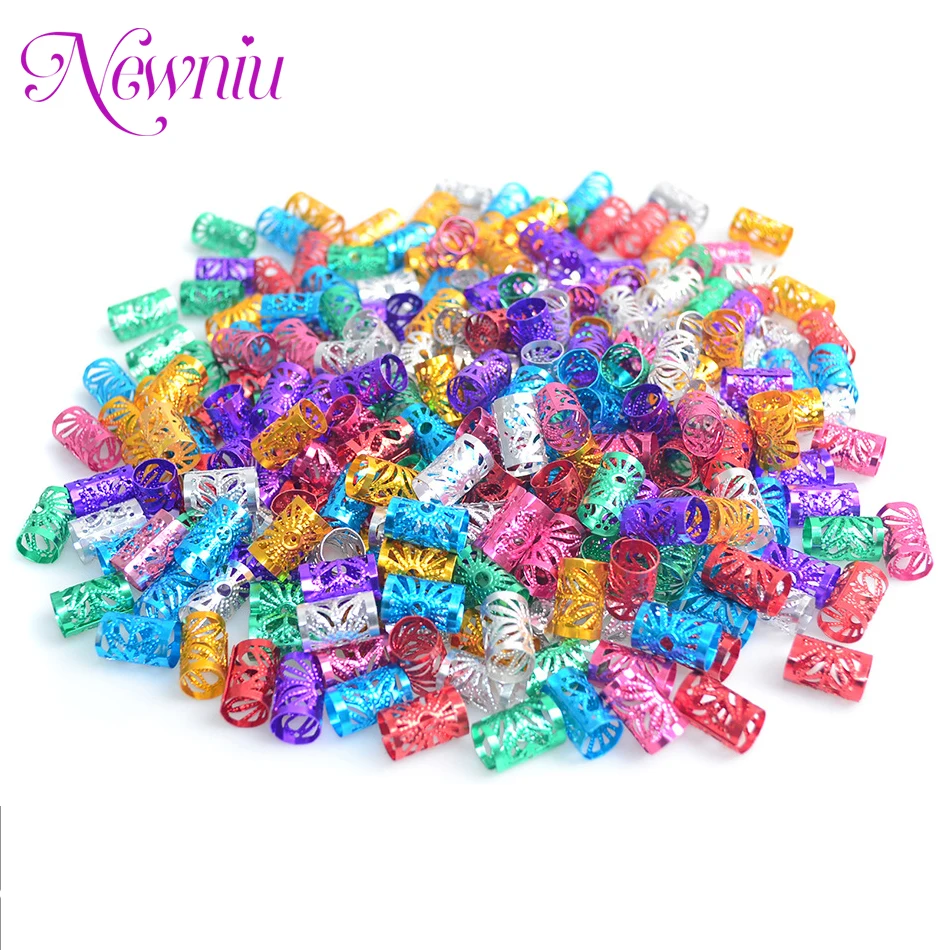 

Newniu 100Pcs/bag Mix Silver Golden Plated Hair Braid Dread Dreadlock Beads Adjustable Cuff Clip Metal Tube Lock Free shipping