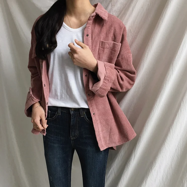 Women's Jackets Spring And Autumn Corduroy Jacket Female Coat With Pockets Plus Size Winter Women Streetwear Casual Clothing