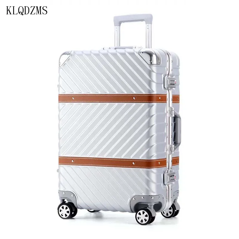 

KLQDZMS 20’’22’’24’’26’’29 Inch PC Retro Spinner Trolley Luggage Bag ABS Vintage Cabin Rolling Suitcase For School College