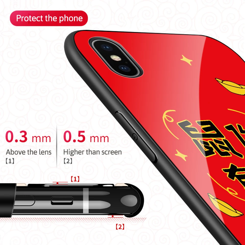 Cut Mouse Pattern Tempered Glass Case For iPhone 11 Pro Max X Xs Xr 8 7 6 6S Plus Red Back |