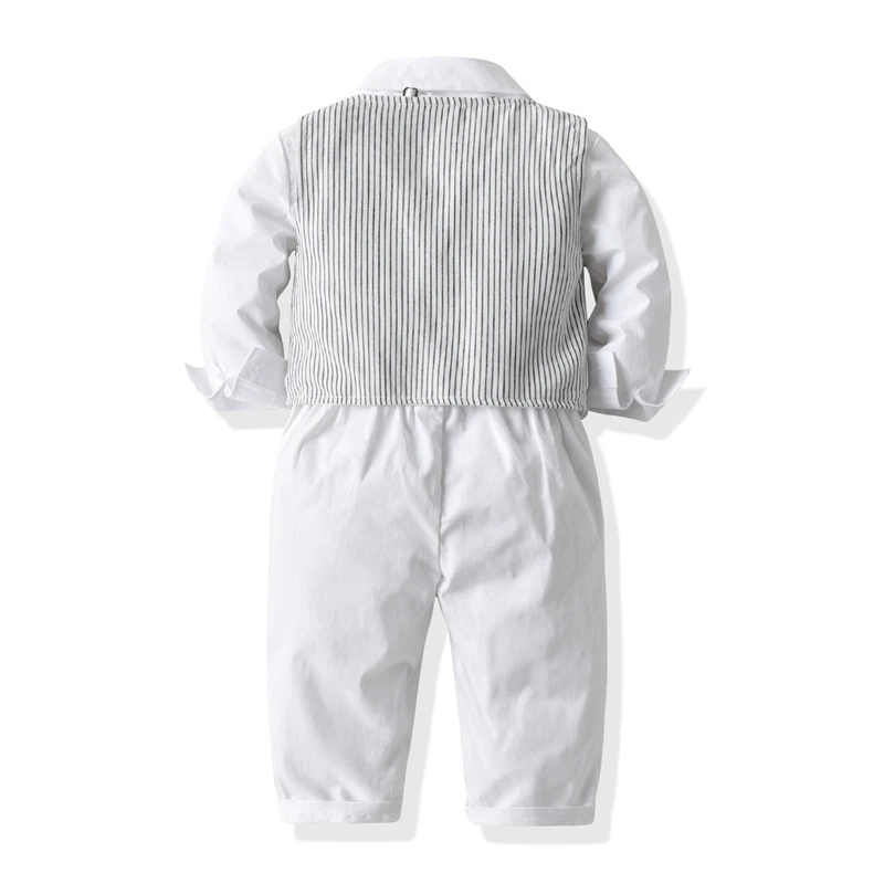 3 шт. Детская осенняя одежда деловые костюмы жилет в полоску + белая рубашка с