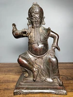13 tibet buddhism temple old bronze cinnabars statue of god of wealth guan erye seated guan gong incarnation of loyalty