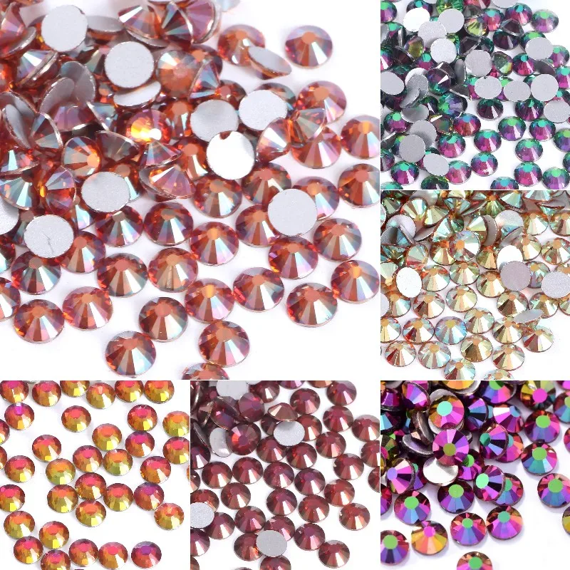 Красочные Стразы для дизайна ногтей стеклянный камень Хрустальный без горячей