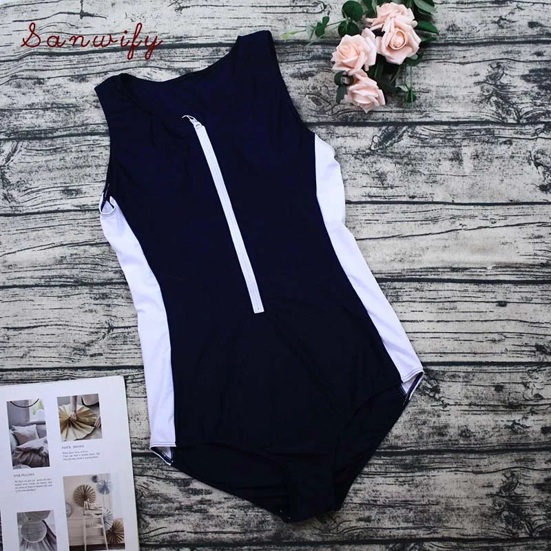 

2020 Swimwear Print Zipper High Neck Plus Size Swimsuit Women With Sleeveless Surf Suit Piece Bathing Suit Bodysuit