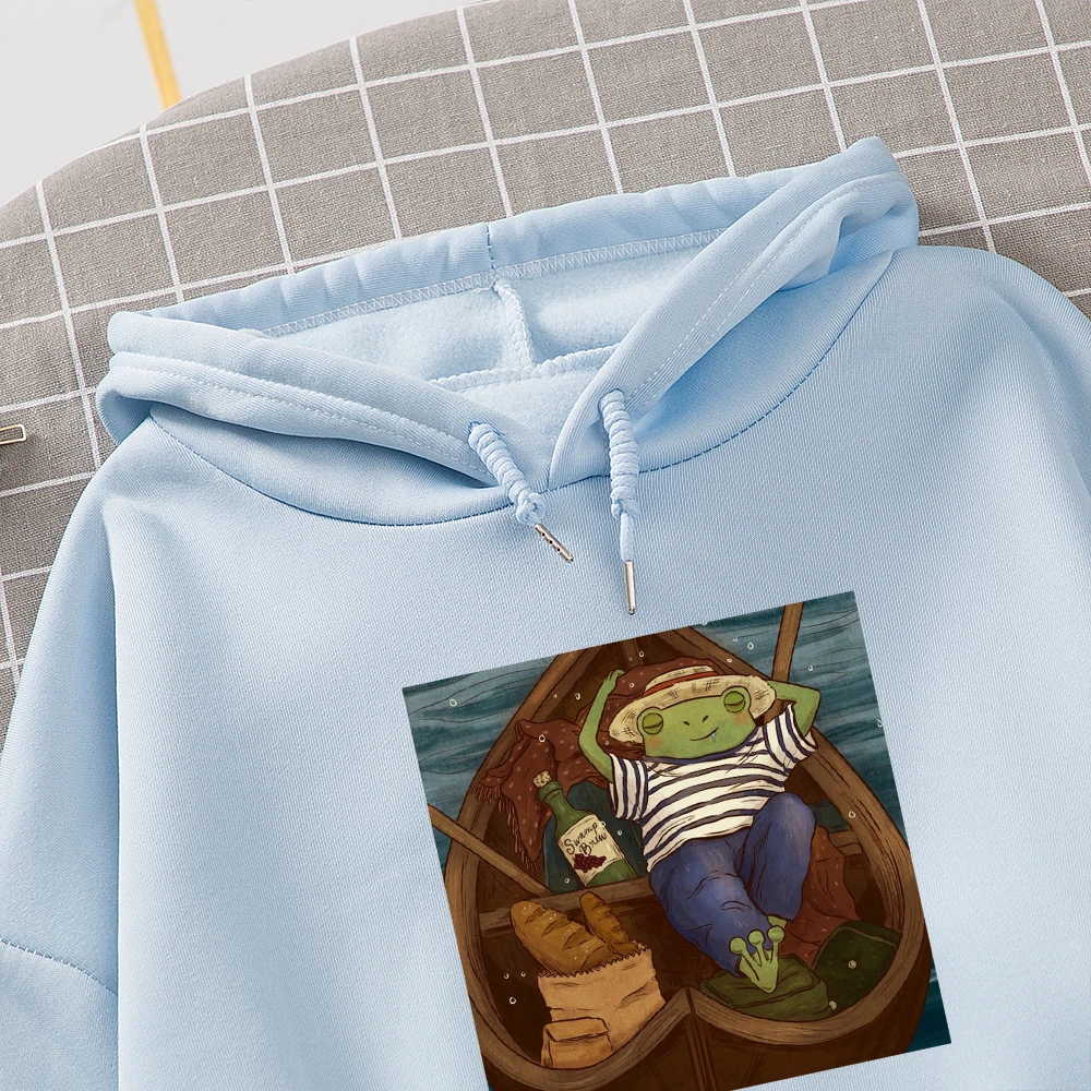 Ulzzang Frog Hooded Hoodie Harajuku Custom Sweatshirt Vintage Womens Oversize Women Sweetshirt Long Sleeve Hooded Sweatshirt