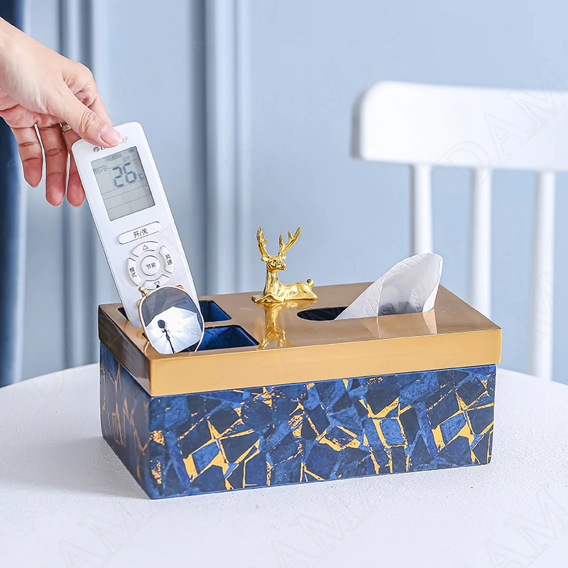 

Декоративные коробки для салфеток, золотой лось, съемная коробка для салфеток, позолоченная коробка для салфеток, органайзер для бумажных п...