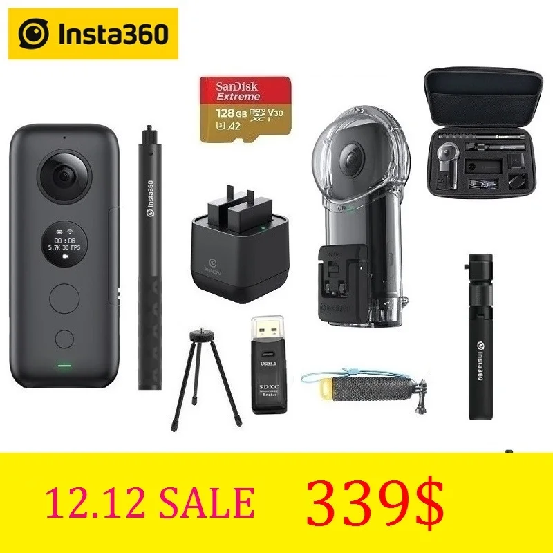 Insta360 ONE X Экшн-камера VR 360 панорамная камера для IPhone и Android 5,7 K видео с венчурным чехол с батареей
