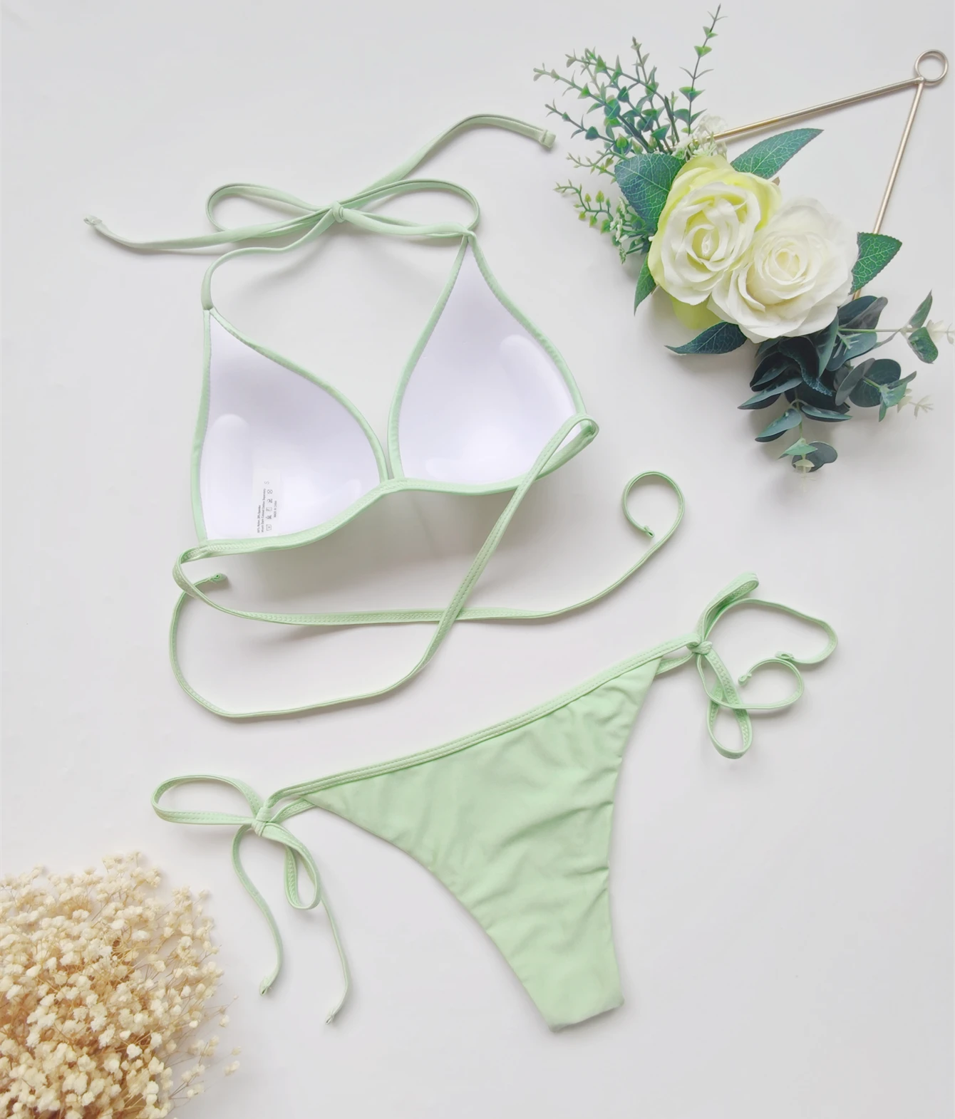 

2021 Summer Women Pure Color High Waisted Sexy Beautiful Back swimwear 2 Piece Bathing Suits