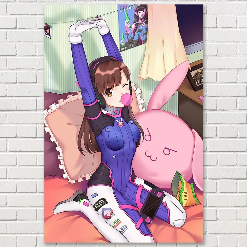 Overwatchs D.Va плакат для Hd шелковые декоративные постеры изображение Спальня