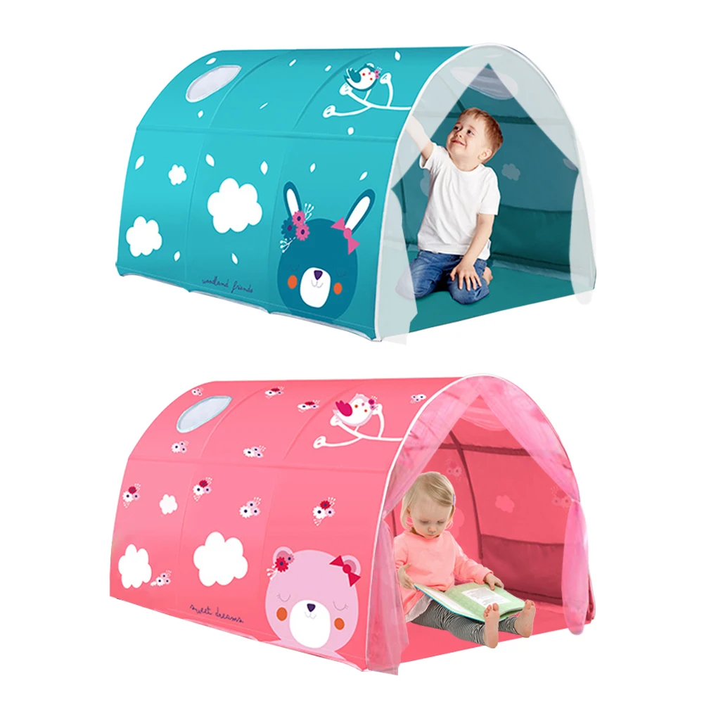 Dream Kids Play Tents Playhouse Privacy Space Boys Girls Toddlers Pop Up Portable Frame Curtains Bed Tent Indoor Toys