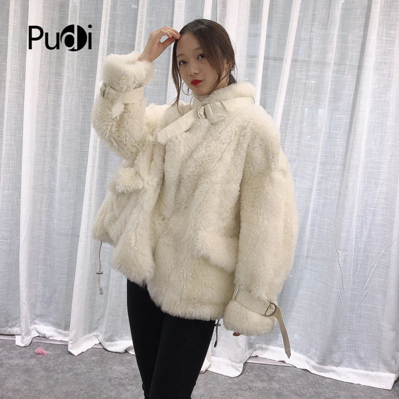 Pudi TX223913 женские зимние сапоги для отдыха на натуральном овечьем меху куртка, пальто Модные женские натуральная меховая шуба, верхняя одежда