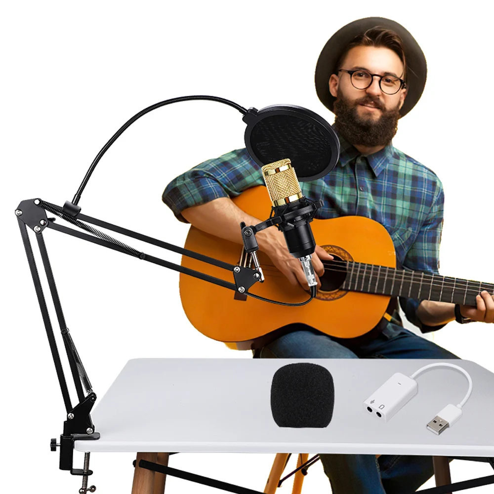 BM 800 Microphone Kits Professional Mic Stand Studio Condenser Vocal Recording KTV Karaoke For Computer Record | Электроника