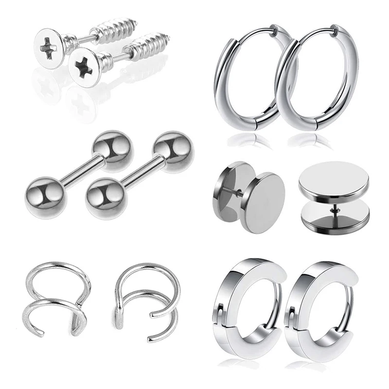 

6 Pair Surgical Stainless Steel Birthstone Stud Earring Jewelry Crystal Ear Piercing Studs Tragus Cartilage Helix