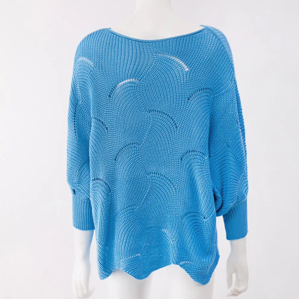 2020 New Women Spring Winter Women's Loose Long Sleeve Hollow-Out Knit Sweater Thin Solid | Женская одежда
