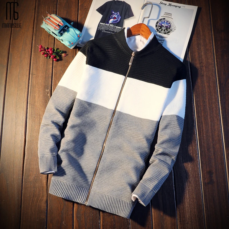 Мужской кардиган с круглым вырезом Manoswe трикотажная куртка на молнии размеры от 2