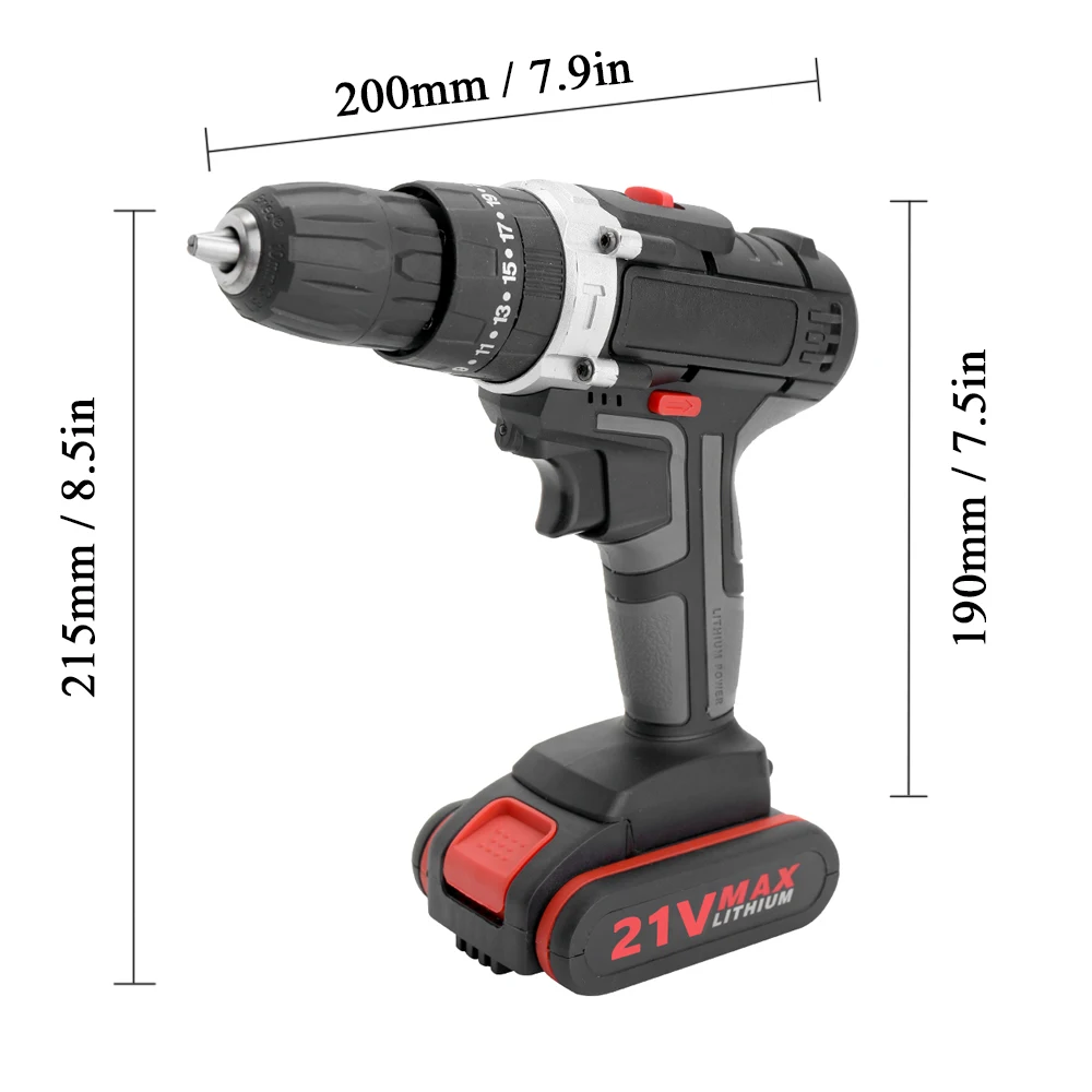 

Electric Impact Cordless Drill High-power Lithium Battery Wireless Rechargeable Hand Drills Home DIY Electric Power Tools
