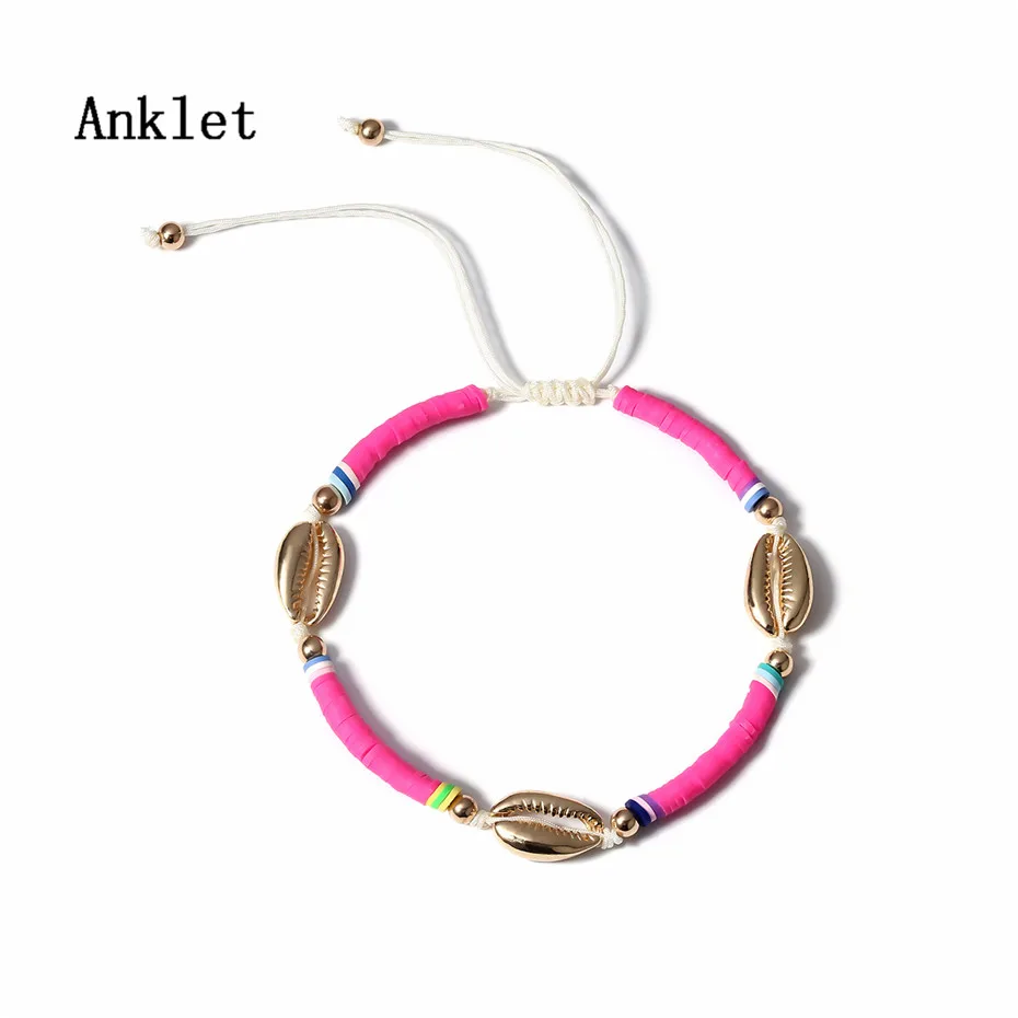 Anklet IngeSight. Z богемный сплав оболочка браслет на запястье амулет Регулируемая Радуга веревка цепь браслет цепь на запястье для женщин ювелирные изделия - Окраска металла: Anklet