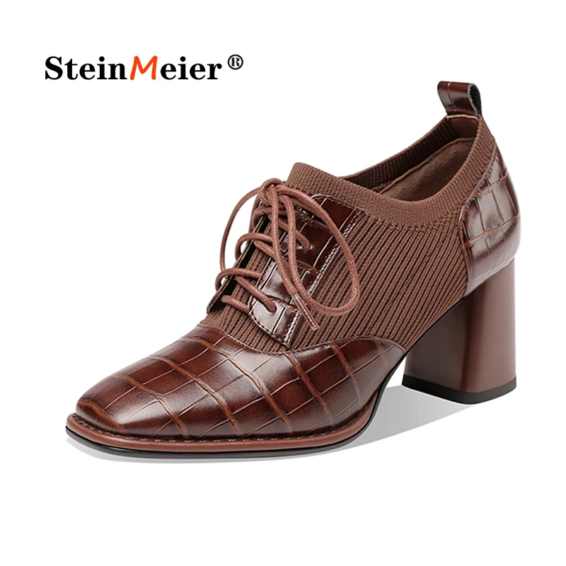

Women Thick Heels Party Wedding Shoes Woman Sqaure Toe Ladies Oxford Shoes 2021 New Ladies Office Pumps Brogues