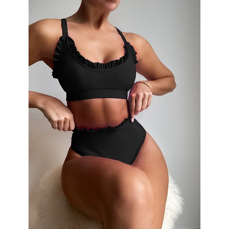 

Women's Retro Solid Color Swimsuit Split Swimsuit Bikini