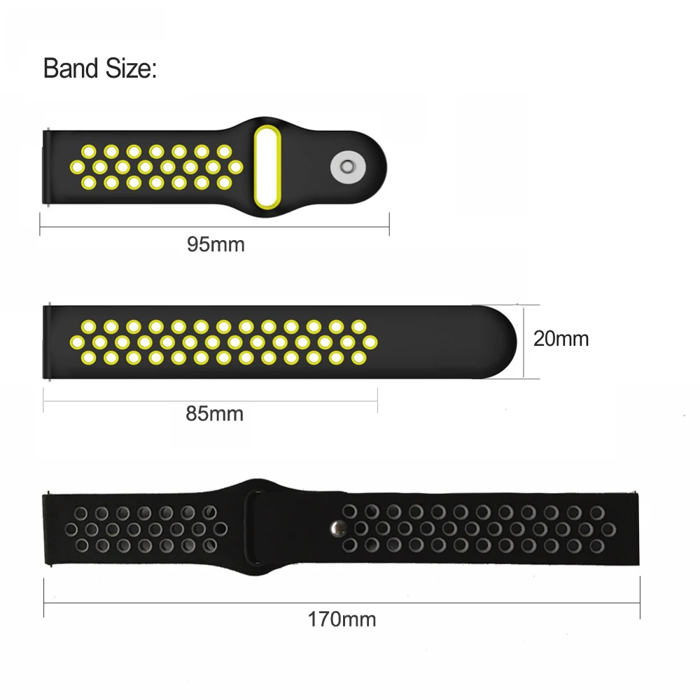 Черная пряжка силиконовый ремешок для спортивных часов Huami Amazfit Bip Смарт-часы 20 мм