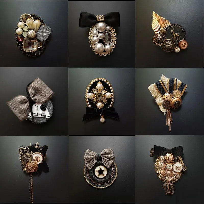 Винтажная брошь с бахромой в стиле барокко трикотажная бантом для свитера