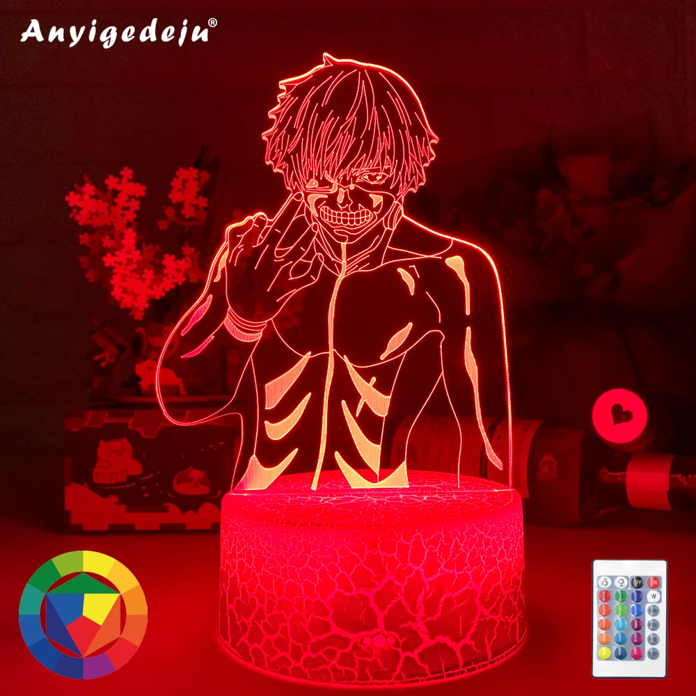 

Новый аниме 3d свет Токийский Гуль Кен канеки для украшения дома светильник крутой подарок на день рождения акриловый светодиодный ночник Т...