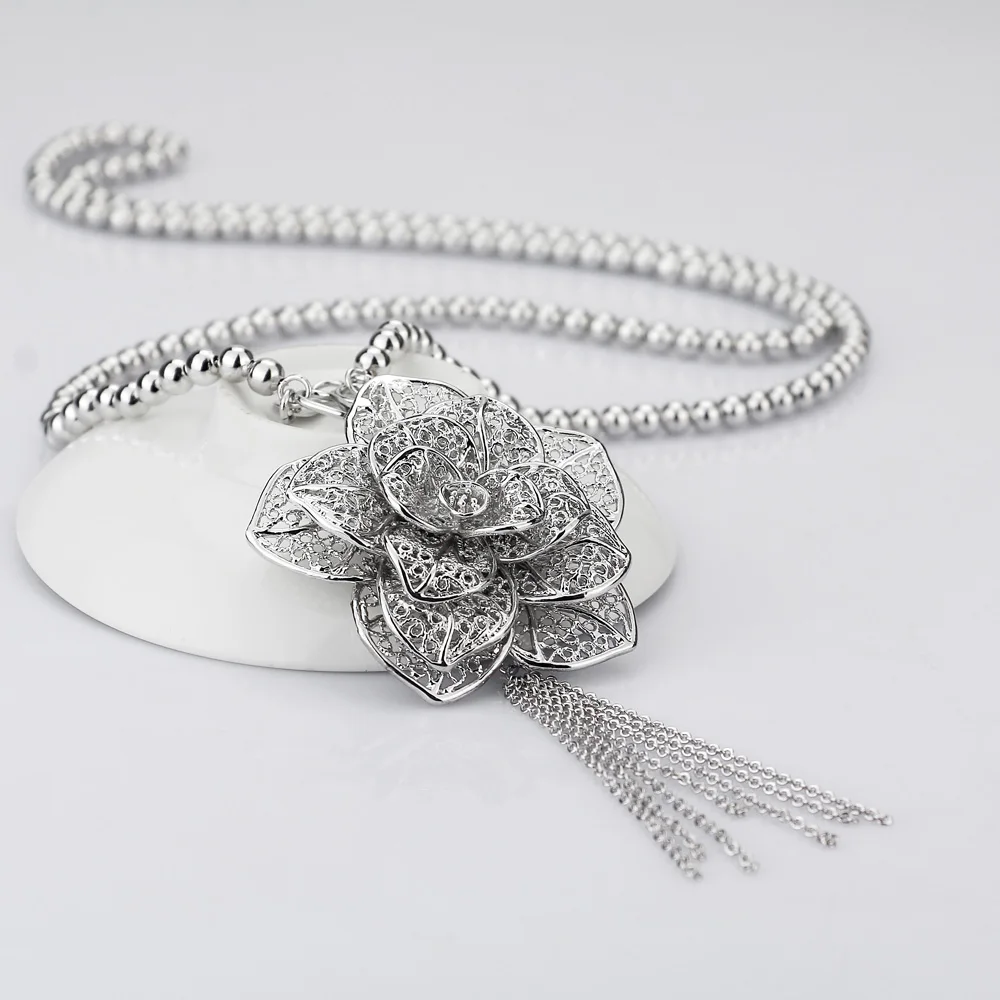 Богемное винтажное длинное ожерелье с подвеской в виде цветка для женщин новые