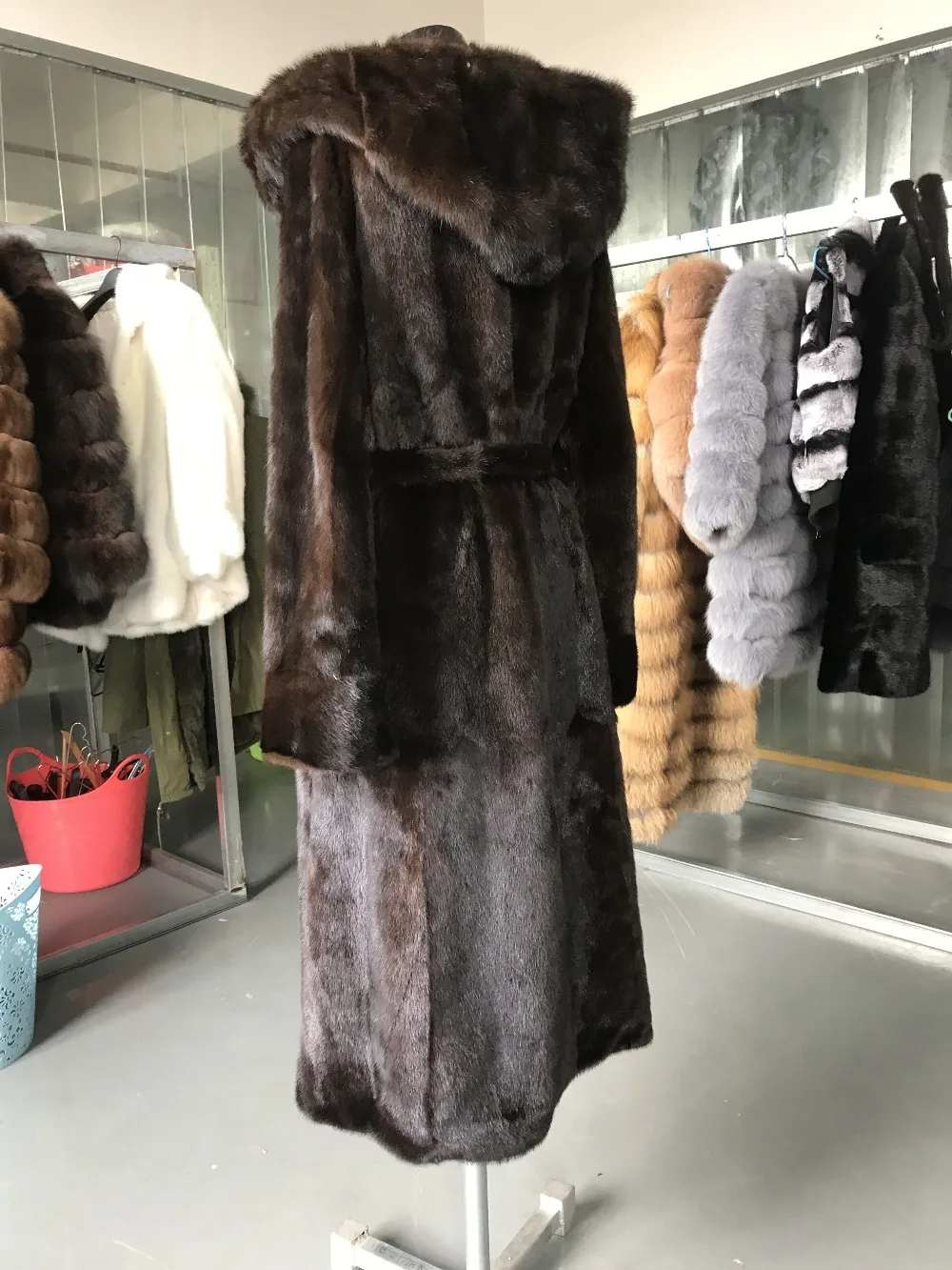 Tatyana X-длинное женское пальто из натурального меха норки, 120 см., тонкое пальто из меха норки с поясом, натуральная кожа, модное зимнее пальто из меха норки