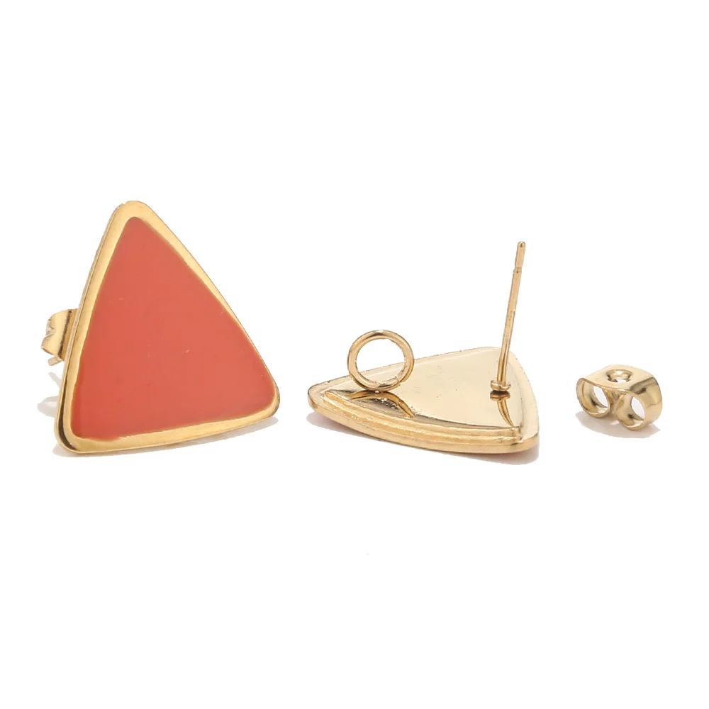 Изысканные серьги-гвоздики из нержавеющей стали 10 шт./лот с треугольным рисунком