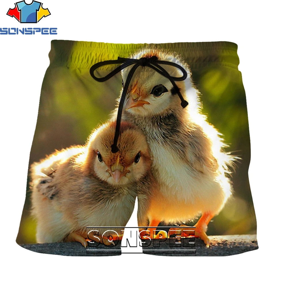 

SONSPEE Fashion Animal Cute Chicken Series 3D Printing Men's Shorts Summer Creative Harajuku Personality Casual Shorts