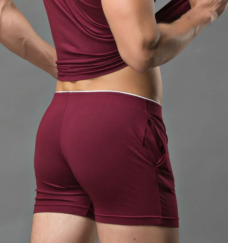 

High Quality Superbody Men's Sexy Boxer Shorts Trunks Cotton Solid Shorts Men Brand Clothing Shorts Men Boxers Home Sleep Wear