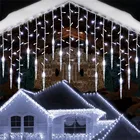 Рождественская гирлянда, светодиодная гирлянда-занавеска в виде сосулек, 5-20 м, домик Водопад на новый год, Хэллоуин, украшение для сада, патио, 8 режимов