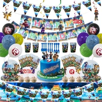 roblox birthday party decoration tableware paper cup cake topper plate childrens birthday party decoration supplies balloons
