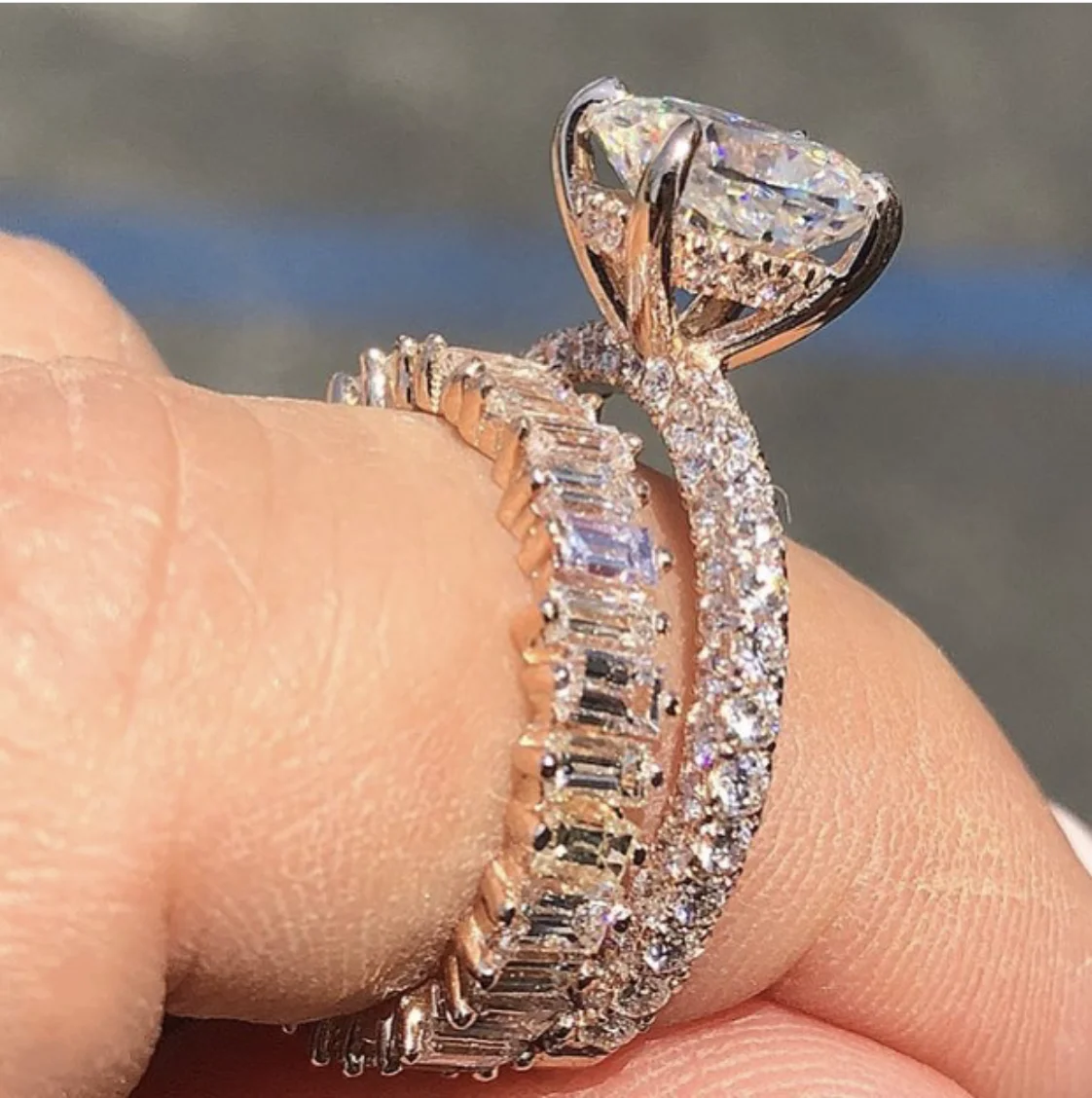 Обручальное кольцо из стерлингового серебра 925 пробы с камнем роскошное