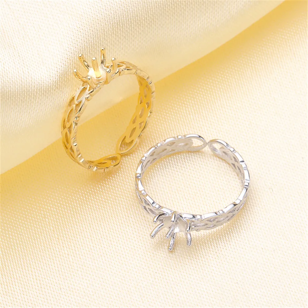 

Pearl Ring Settings, Fashionable Ring Findings, Adjustable Size 925 Silver Ring Jewelry DIY Making No Pearl