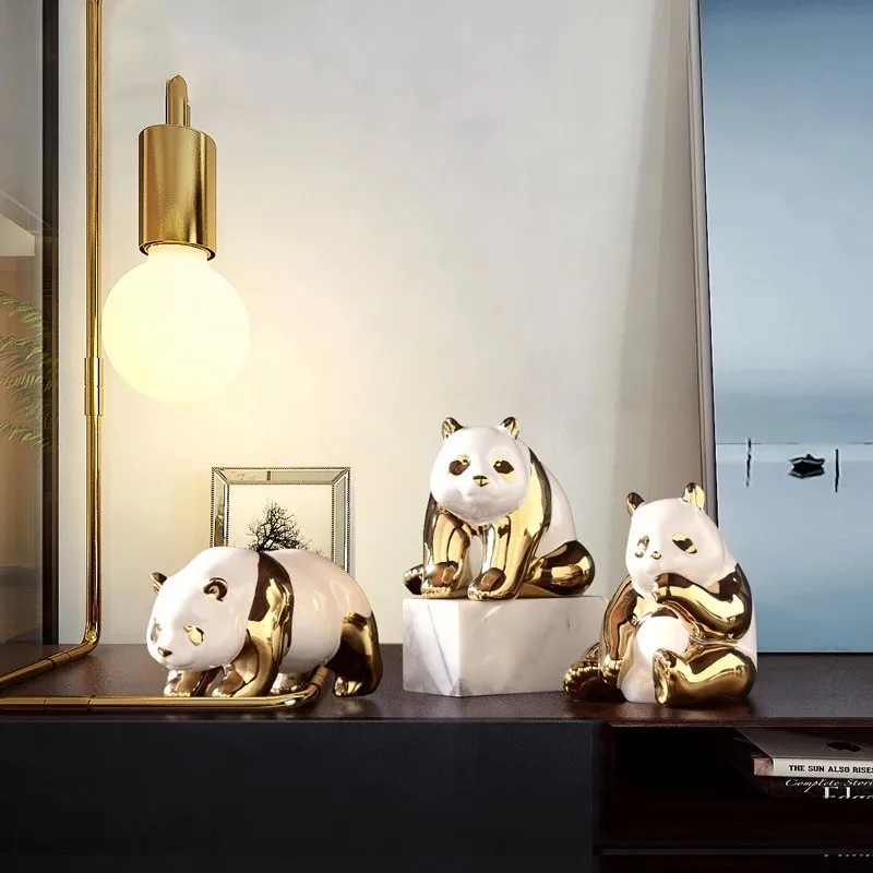 Керамическая Милая Золотая панда ремесла креативный офисный Рабочий стол