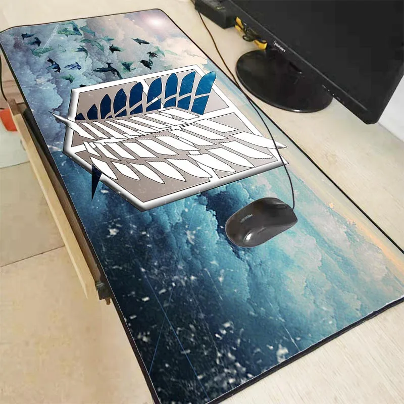 

Mairuige Attack on Titan Anime Large Lock Edge Mouse Pad Computer Mousepad Logo Gaming Padmouse Gamer Laptop Keyboard Mouse Mats