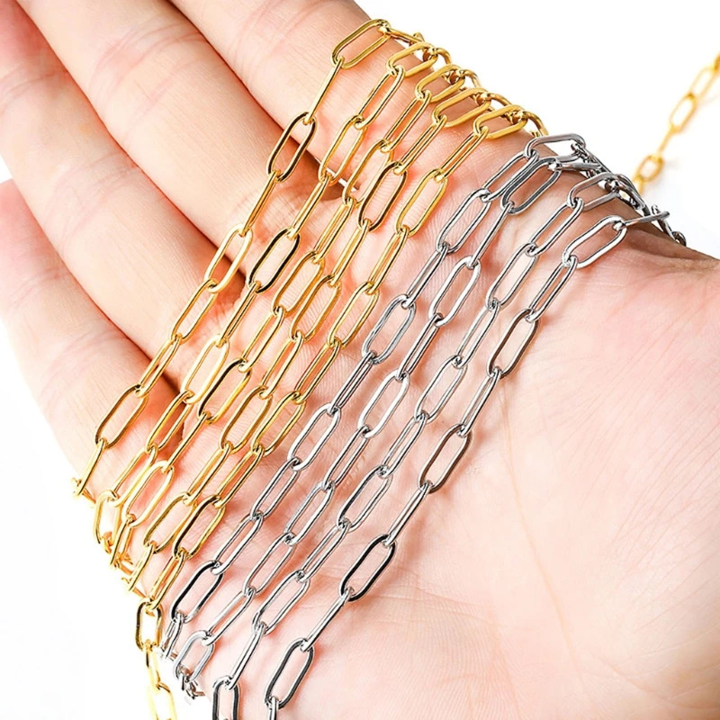 

Stainless Steel Flat Cable Link Chain Necklace Hypoallergenic Jewellery Making