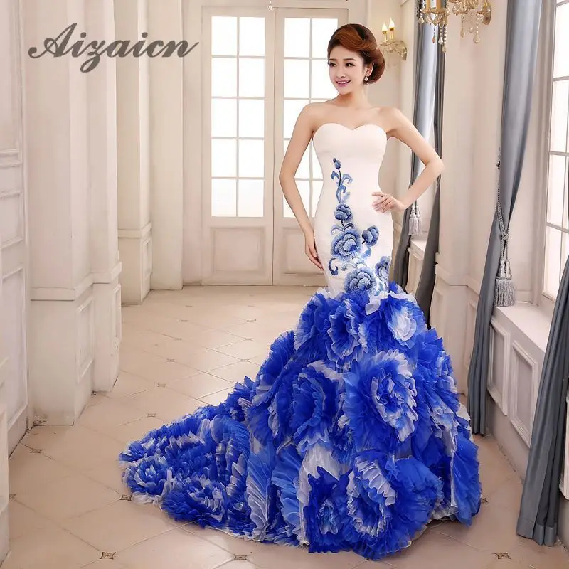 Сексуальное платье без бретелек с вышивкой Длинное Элегантное Вечернее белого и